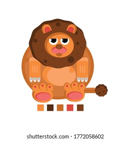A cute brown fat lion vector illustration icon or mascot.  Attractive education and children learning wildlife animal with cute and harmless design.