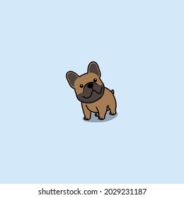 Cute brown french bulldog cartoon, vector illustration