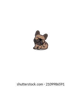 Cute brown french bulldog puppy scratching cartoon, vector illustration