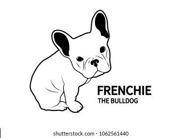 Cute Brown Frenchie in black and White Style. Frenchie The Bulldog Series. You can bring her and create her on your artwork or any you want.