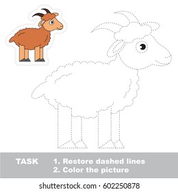 Cute Brown Goat. Dot to dot educational game for kids.