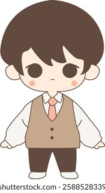 Cute Brown Haired Boy Illustration