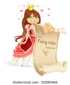 Cute brown haired Princess with banner
