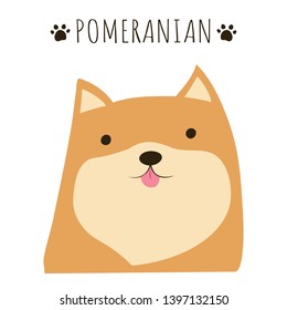 Cute brown half body Pomeranian dog colorful cartoon illustration flat vector graphic design.