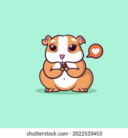 Cute Brown Hamster Eating Sunflower Seeds Cartoon Icon Illustration. Animal Wild Life Cute Icon Concept Vector. Cute Cartoon Style