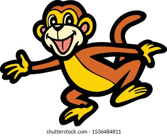 cute brown happy monkey ape cartoon