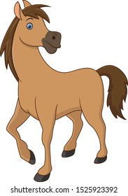 Cute brown horse cartoon isolated on white background