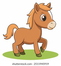 Cute Brown Horse Cartoon for Kids, Charming Brown Horse Character for Children