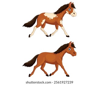 Cute brown horse cartoon vector illustration