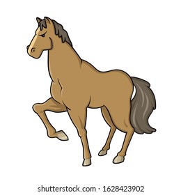 Cute brown horse. Flat vector illustration, isolated on white background.