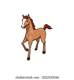 Cute Brown Horse Illustration Design. Animal Wildlife Concept Illustration Design in White Background