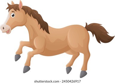 Cute brown horse on a white background