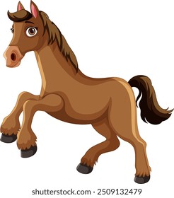 A cute brown horse in playful pose