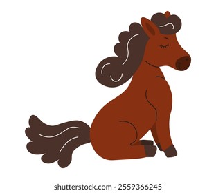 Cute brown horse resting with closed eyes in a serene pose