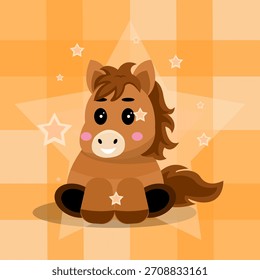 Lindo Vector de caballo marrón con estrella o caballo de año nuevo