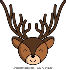 Cute brown icon deer vector