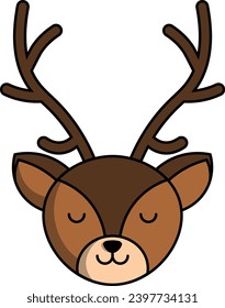 Cute brown icon deer vector