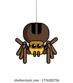 Cute Brown Jumping Spider icon Vector hang in white background