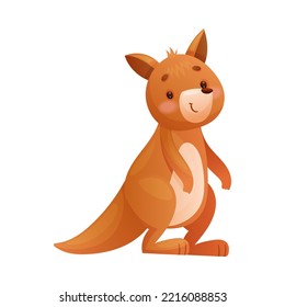 Cute Brown Kangaroo as Australian Animal and Endemic Fauna Vector Illustration