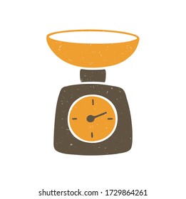 Escamas de cocina marrón, con una bolera naranja aislada en un fondo transparente. Vector shabby ilustración dibujada a mano
