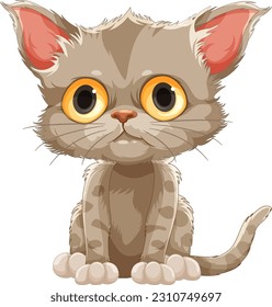 Cute Brown Kitten in Sitting Pose illustration