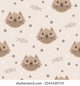 Cute Brown Kitten Vector Pattern Fashion Designs
