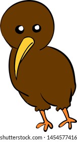 Cute brown kiwi, illustration, vector on white background.