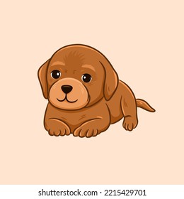 Cute brown labrador retriever puppies vector cartoon
