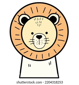Cute brown lion head perfect for making doodles