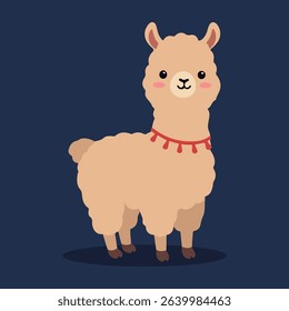 Cute brown llama standing peacefully