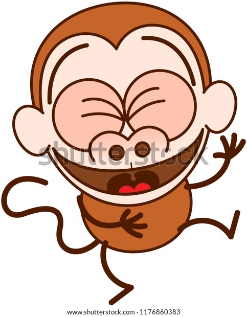 Cute Brown Monkey Minimalist Style Big Stock Vector Royalty