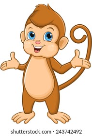 Cute brown monkey with spread hands.