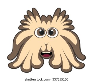Cute brown monster isolated on white background