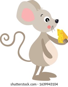 Cute brown mouse eating cheese
