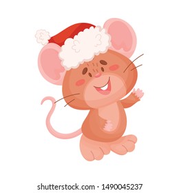 Cute brown mouse. Vector illustration on a white background.