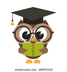 Cute Brown Owl With Book