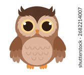 Cute brown owl clipart illustration with hand drawn style. Suitable for clip art, stickers, flat design graphic illustration