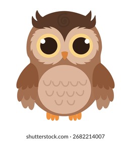 Linda ilustración de Clipart de búho marrón con estilo dibujado a mano. Conveniente para el arte del Clip, pegatinas, ilustración gráfica del diseño plano