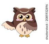 Cute brown owl in vector