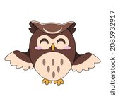 Cute brown owl in vector