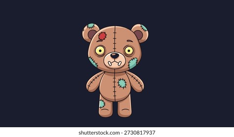 Cute brown patchwork teddy