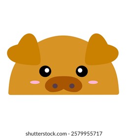 cute brown pig vector, cartoon pig face, easy and simple pig face drawing. Piggy vector design with cartoon style in isolated background