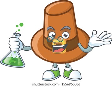 Cute brown pilgrim hat in professor mascot.