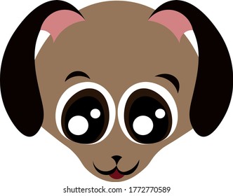 Cute brown puppy. Happy little dog. Pet. Muzzle with big eyes. Design for pet shop, veterinary clinic and shelter.
