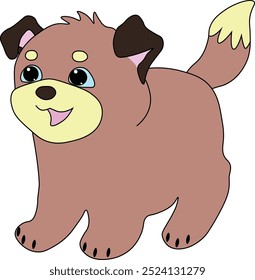 cute brown puppy happy standing, easy to edit, stock vector