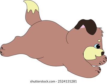 cute brown puppy running happily, easy to edit, stock vector