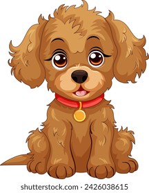 Ilustración de vector de cachorro marrón lindo con cuello