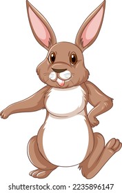 Cute brown rabbit cartoon character illustration