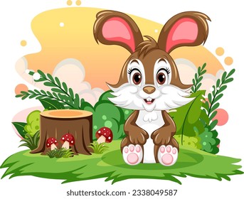 Cute Brown Rabbit Cartoon Character illustration