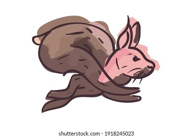 Diseño de saltos de conejo marrón, naturaleza de vida animal y tema de carácter Ilustración vectorial